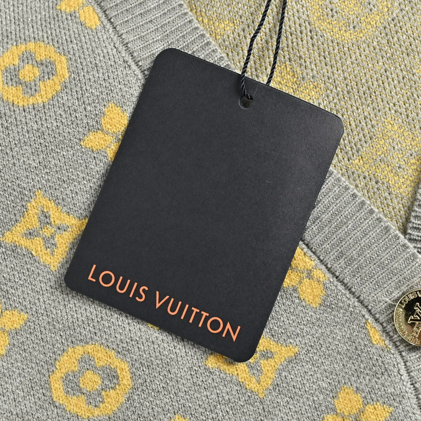Louis Vuitton/Louis Vuitton gray and yellow presbyopic knitted cardigan